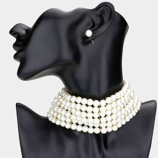 A Regal Pearl Choker Set