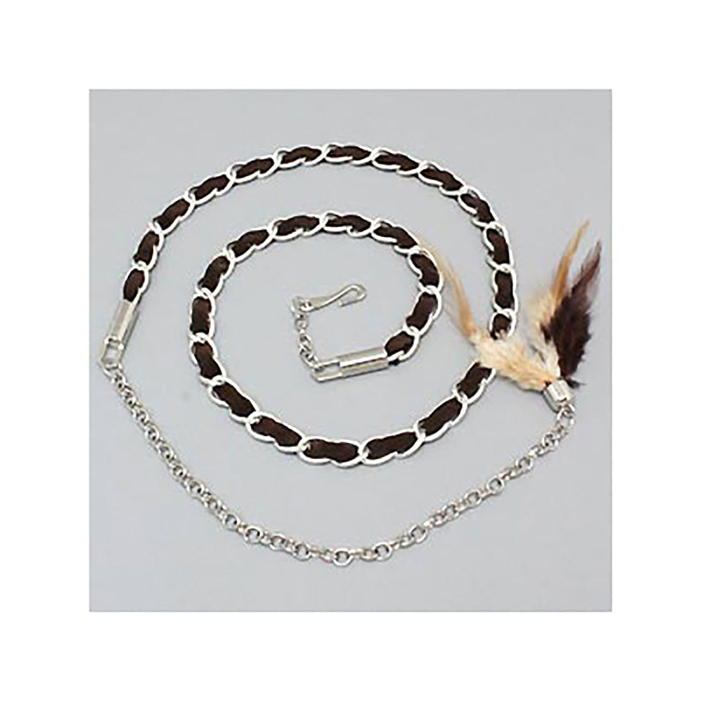 Feather Faux  Leather Chain Belt